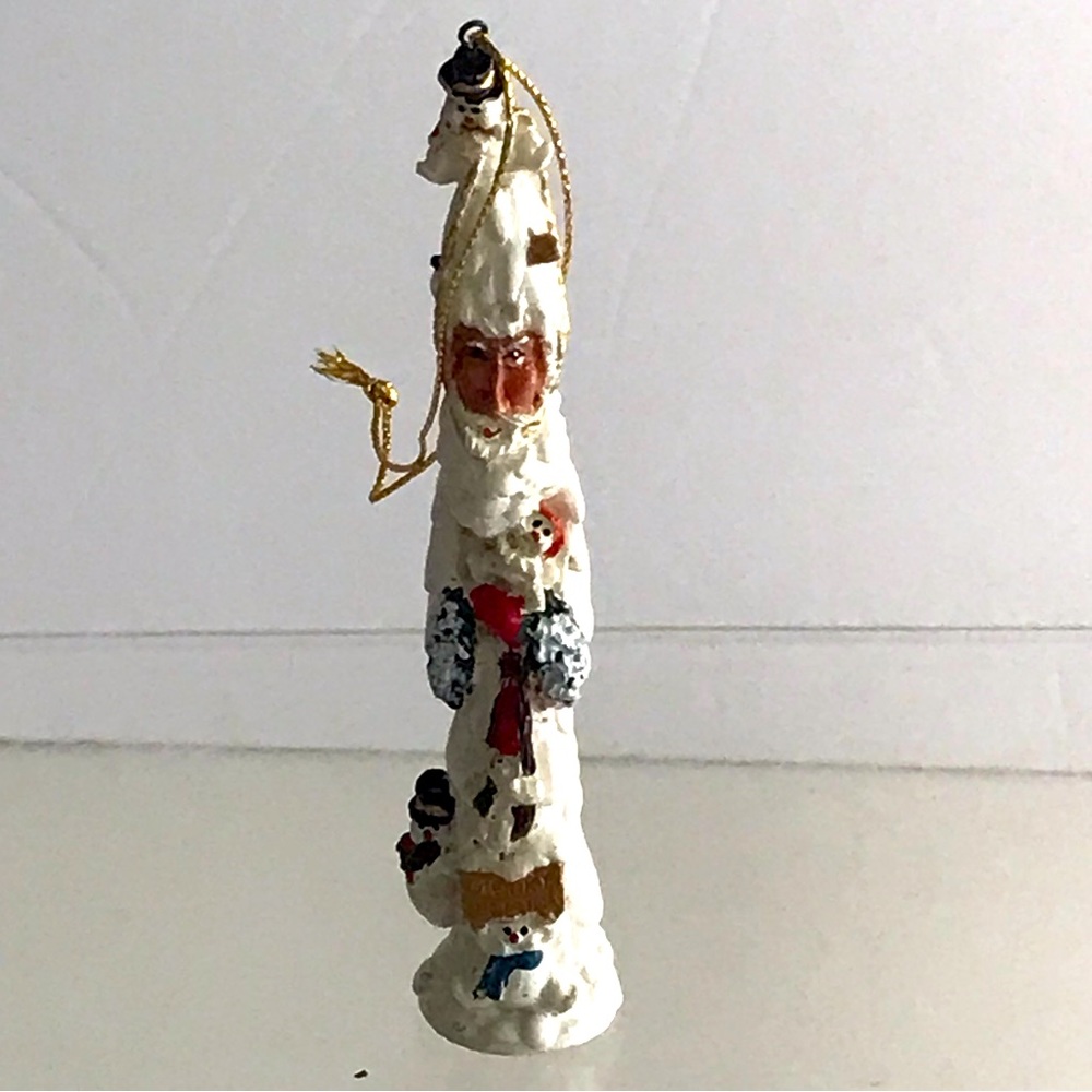 Tall Resin Santa Claus With Snowmen Hanging on Him Christmas Ornament - NWOT